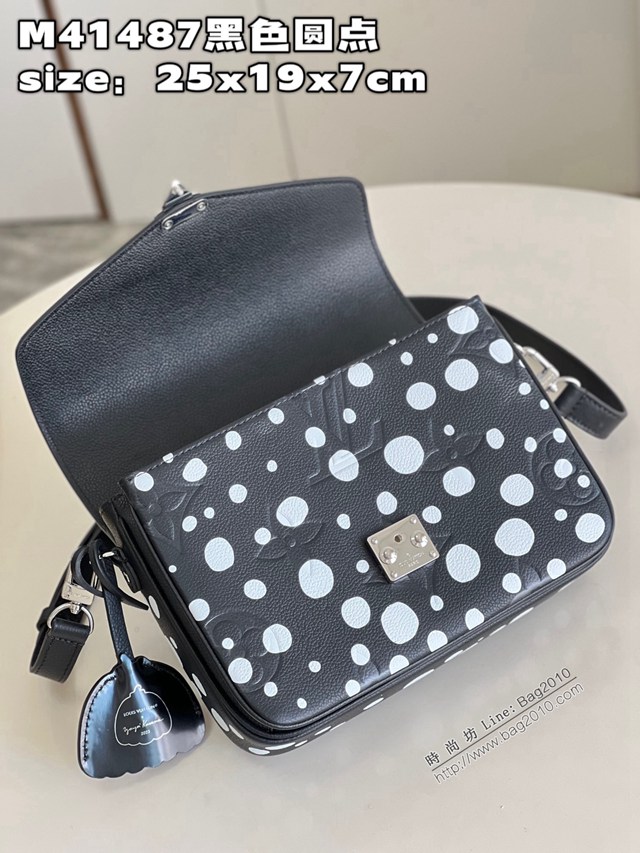 LV專櫃2023新款LV x YK Pochette Métis手袋 M41487黑色圓點 路易威登單肩斜挎女包 dn1371